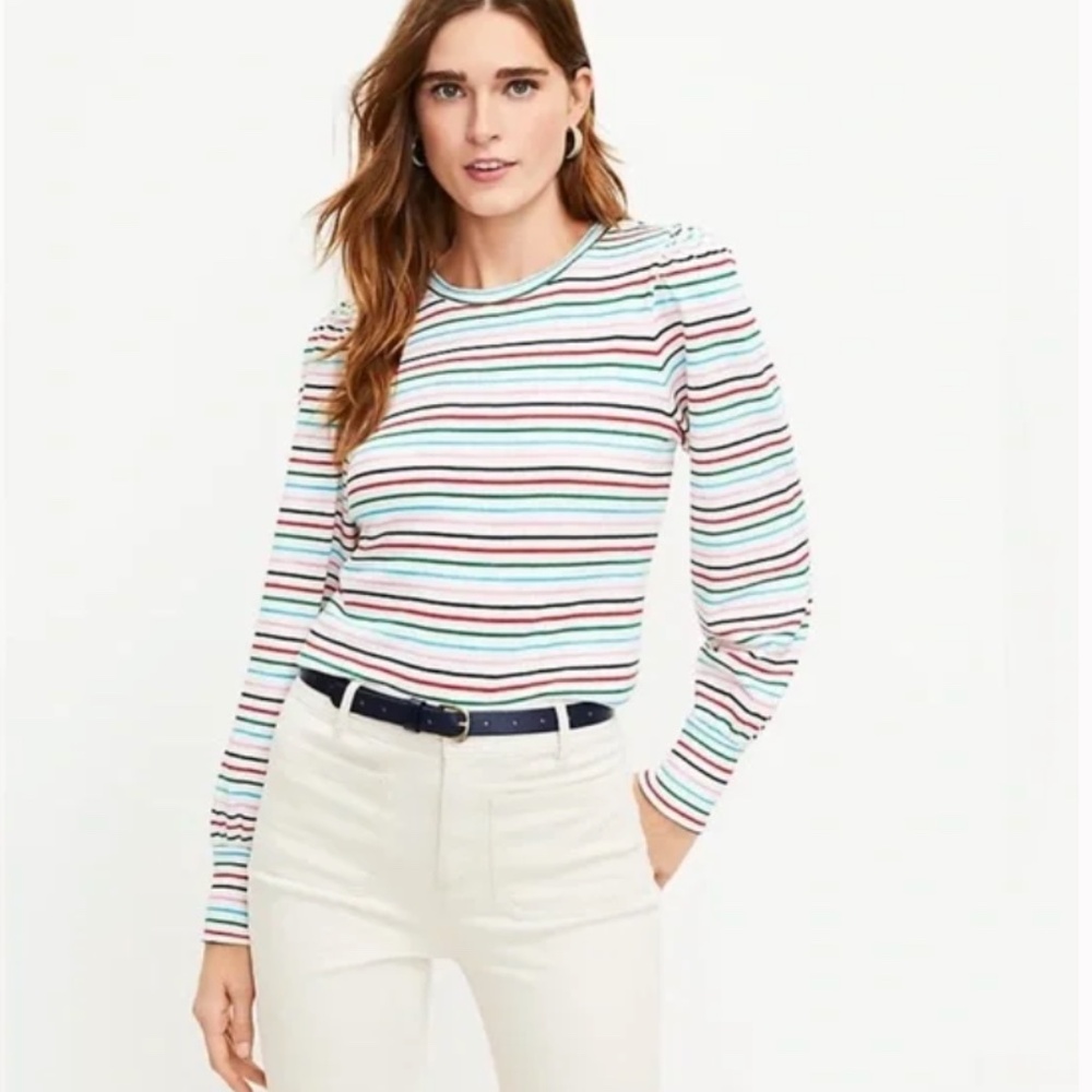 100% cotton Loft colorful striped shirt Size Small
